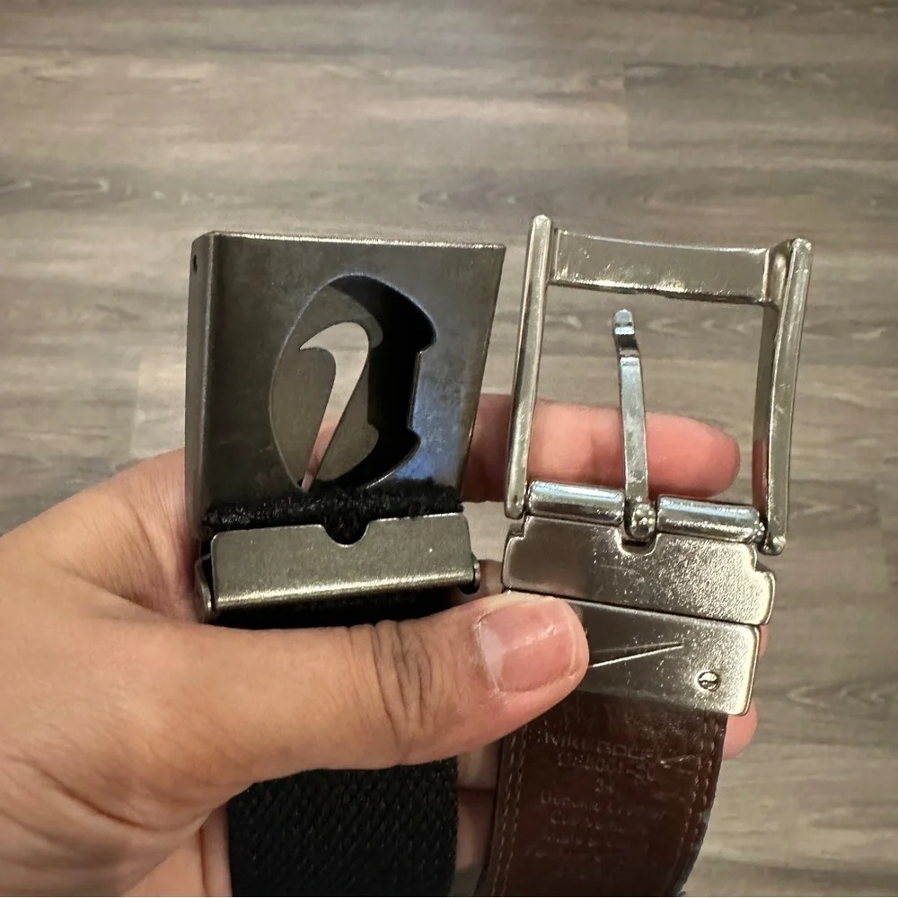 Nike Set of 2 Men’s Belts in Black & Brown Colors Waist Adjustable Buckles